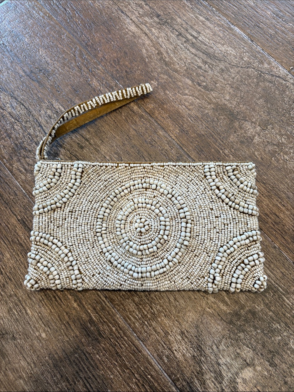 Tommy Bahama Ivory Beaded Wristlet Clutch